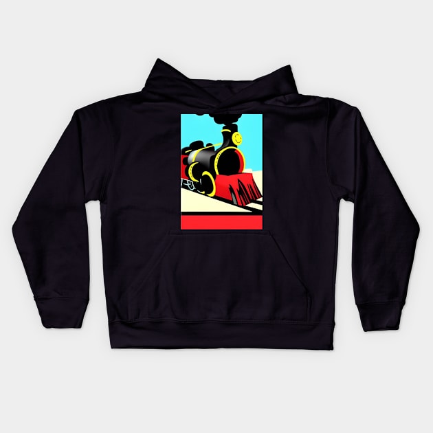 POPART COMIC STYLE RED AND BLACK STEAM TRAIN Kids Hoodie by sailorsam1805